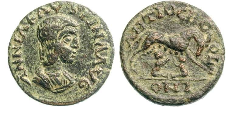Antioch-Pisidia SNGParis 1184 Pisidia, Antioch, Annia Faustina AE 16 mm