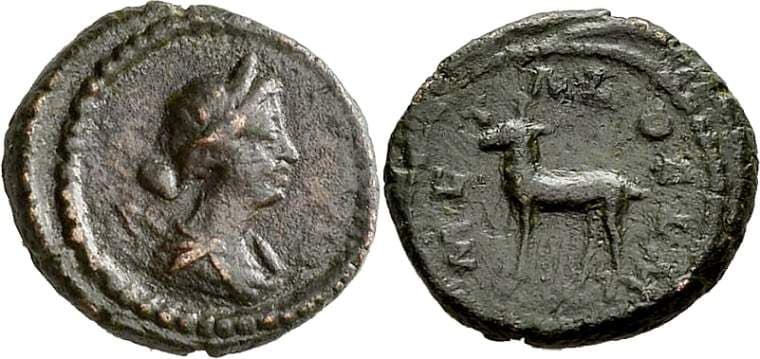 Woytek Metalla XIII AE quadrans, 15mm, anonymous issue, struck under Antoninus Pius, AD 138-161, coins of the mines