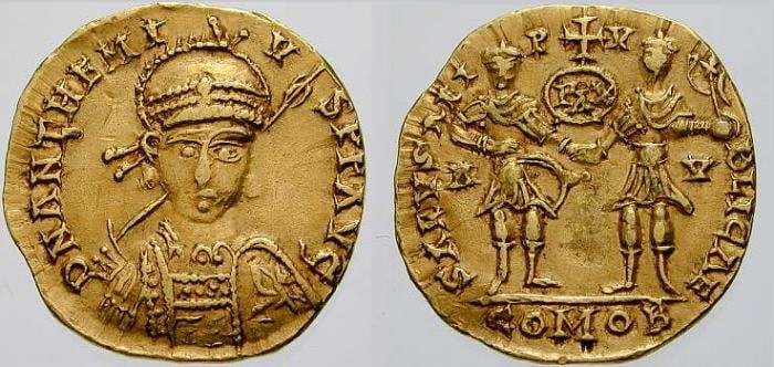 RIC 2872 Anthemius, AV Solidus, Ravenna