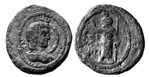 Alexandria Dattari 6535 var Antinous, lead tessera, Alexandria, 134-137 AD