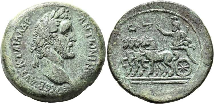Alexandria Dattari-Savio 2848 Antoninus Pius AE35 drachm of Alexandria, Egypt