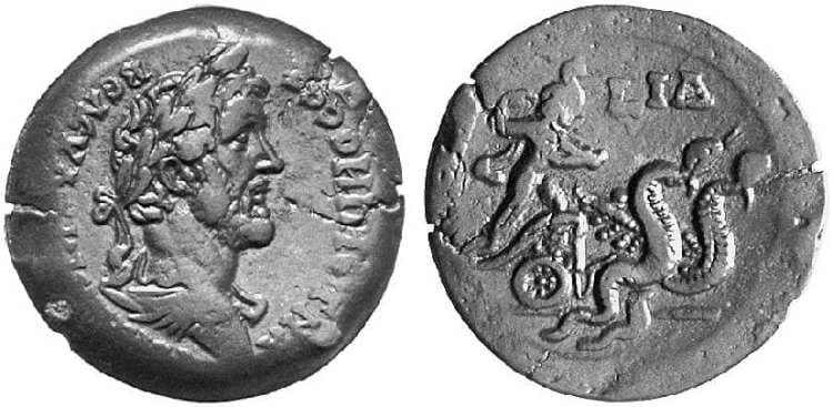 Alexandria Milne 2103 striking error Antoninus Pius AE34 drachm, Alexandria