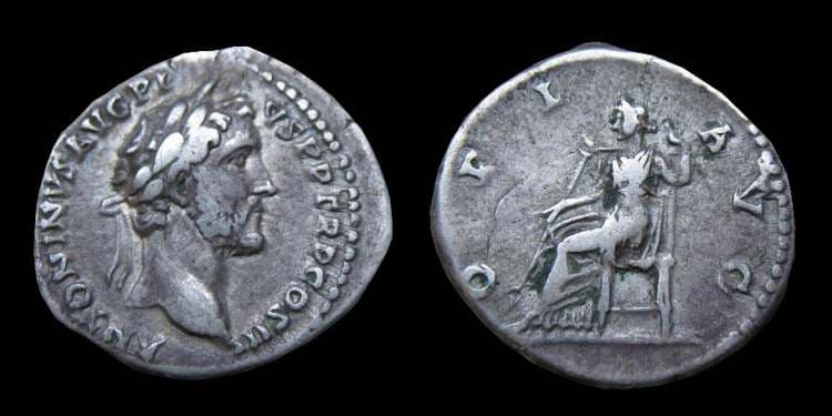 RIC 77 Antoninus Pius, AR denarius, Rome, AD 140-143