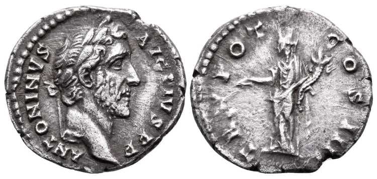 RIC 153 Antoninus Pius AR denarius, AD 138-161, Rome