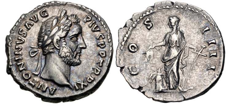 RIC 162 Sear 4067 Antoninus Pius Denarius