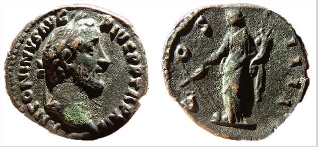RIC 179 Limes denarius Antoninus Pius Limes denarius, 17mm; 2