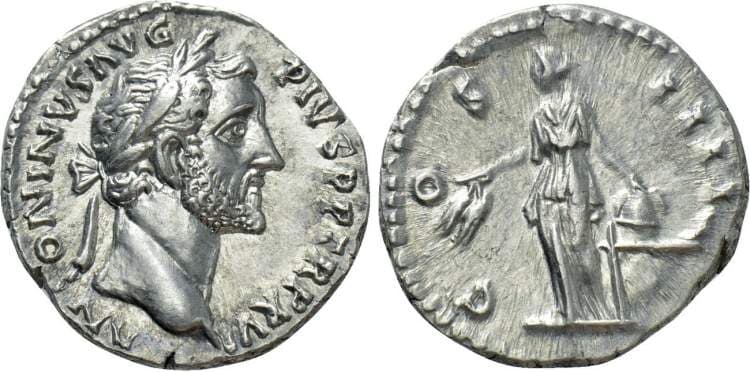 RIC 221 Antoninus Pius AR denarius, Rome, AD 148-149