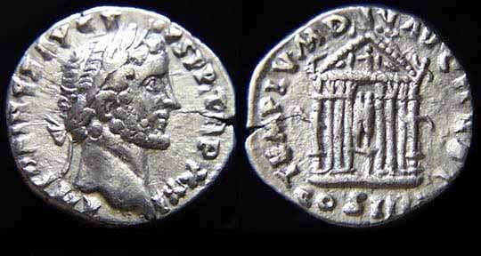 RIC 272 Antoninus Pius AR Denarius, AD 156-157