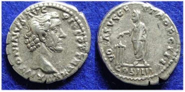 RIC 294b var Antoninus Pius AR Denarius