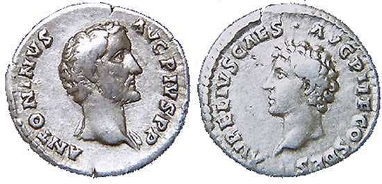 RIC 411b var Antoninus Pius and Marcus Aurelius Denarius