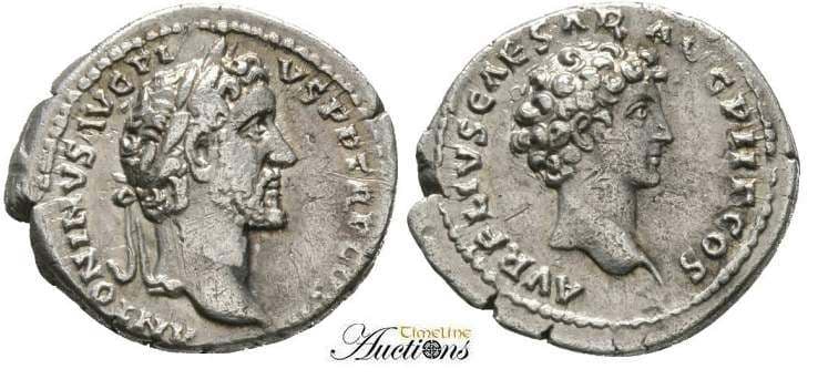 RIC 417a Sear 4524 Antoninus Pius and Marcus Aurelius, as Caesar Denarius
