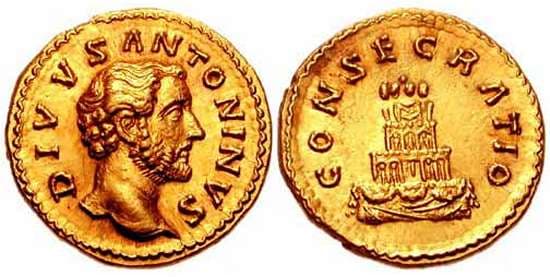 RIC 435 [aurelius] Antoninus Pius, AV aureus, posthumous issue by Marcus Aurelius