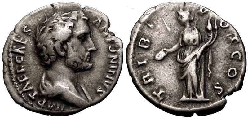 RIC 450 [hadrian] Antoninus Pius, AR denarius, struck as Caesar under Hadrian