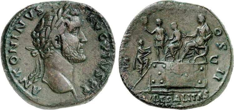 RIC 542 var Antoninus Pius Sestertius, AD 139