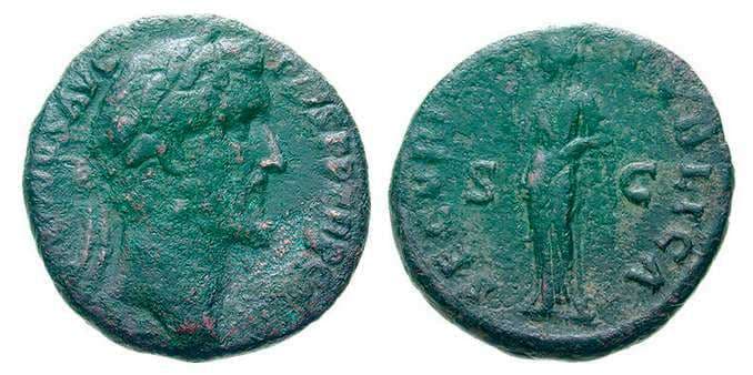 RIC 691 Antoninus Pius AE As, 23-25mm; 10