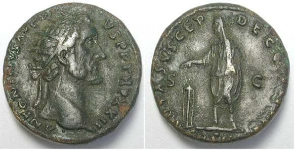 RIC 1011 Antoninus Pius AE Dupondius