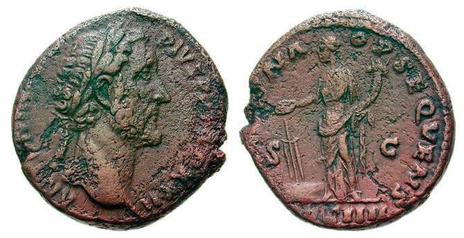 RIC 1023 var Antoninus Pius AE As, 25-26mm; 11