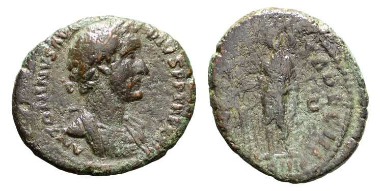 RIC 1042 var (2) Antoninus Pius AE As, Struck AD 159-160