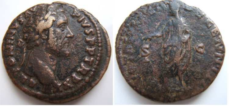 RIC 1042 var (1) Strack 1172 Antoninus Pius AE As, Rome AD 159