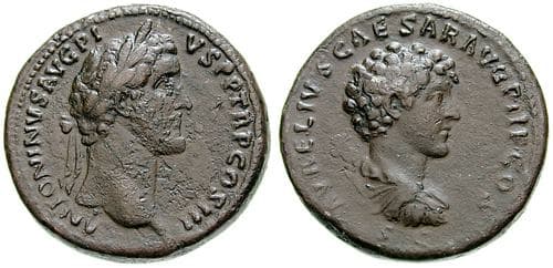 RIC 1212 Sear 4526 Antoninus Pius and Marcus Aurelius Sestertius