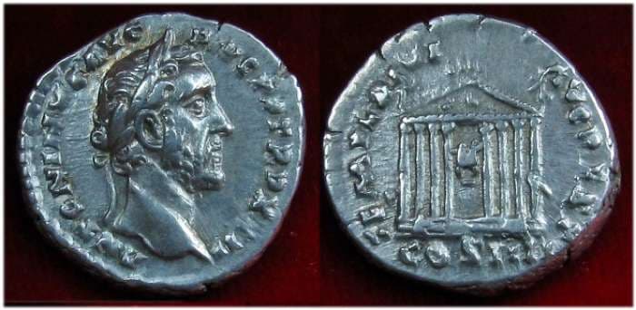 RIC 290a var Strack 339 Antoninus Pius AR Denarius, struck AD 158-159, 16