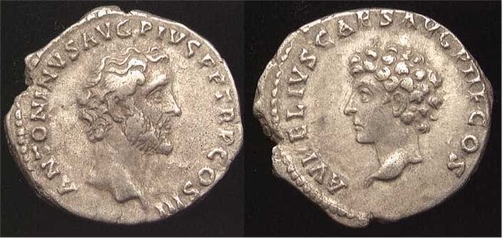 RIC 415d var Strack 119 Antoninus Pius and Marcus Aurelius, AR denarius