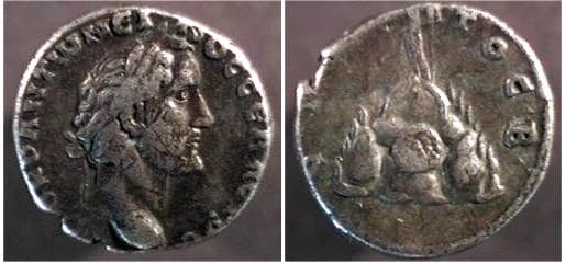 Caesarea Cappadocia Syd 296 Antoninus Pius AR Didrachm of Cappadocia, Caesarea, AVTOK P ANTΩNEINOC CEBACTOC, laureate he