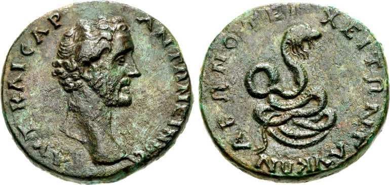 Abonuteichos RecGen 8 Antoninus Pius, AE29 of Abonuteichus, Paphlagonia
