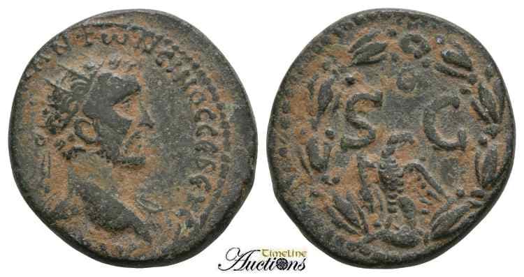 Antioch ad Orontem Butcher 323 Antoninus Pius AE22 of Antioch ad Orontem, Syria