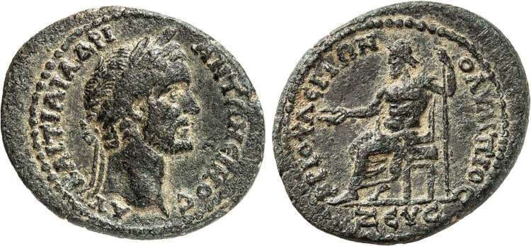 Briula BMC 4 Antoninus Pius, AE of Briula, Lydia