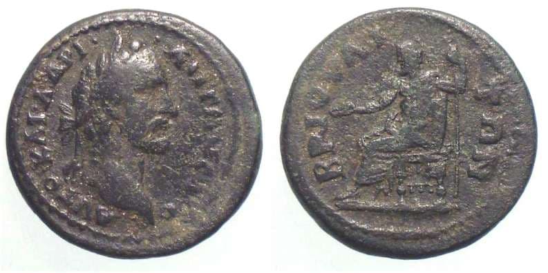 Briula BMC 5 Antoninus Pius, AE25 of Briula, Lydia, 138-161 AD