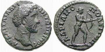 Hadrianopolis Moushmov 2493 Antoninus Pius, AE17 of Hadrianopolis, Thrace