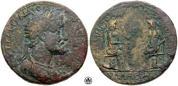 Hyllarima Head P620 Antoninus Pius AE 32mm, Hyllarima, Caria