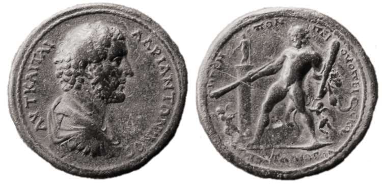 Pautalia Kurth Herakles 828 Antoninus Pius, AE40 medallion of Pautalia, Thrace