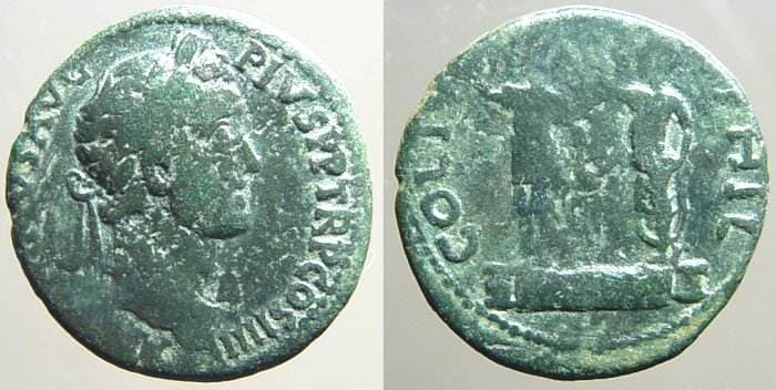 Philippi Moushmov 6929 Antoninus Pius AE22 of Philippi, Macedonia
