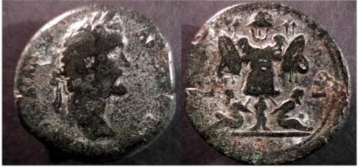 Alexandria Milne 1772 Antoninus Pius AE Drachm of Alexandria, Egypt, dated year Z = 7