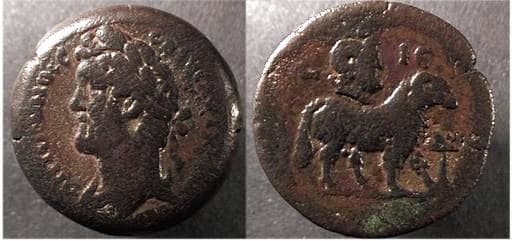 Alexandria Milne 2153 Antoninus Pius AE Drachm of Alexandria, Egypt, Year 15