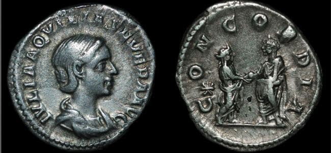 RIC 228 Sear5 #7680 star left Aquilia Severa Denarius