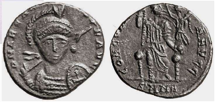 Nicomedia RIC X 91 var Arcadius AE 17mm, 2,37g 401-403 AD, Nicomedia