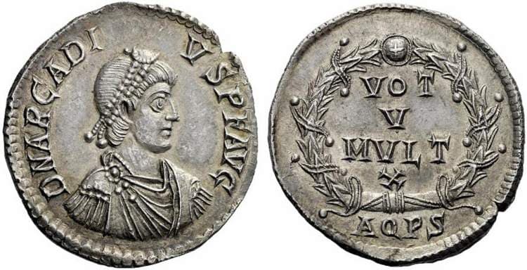 Aquileia NAC 62, 2117 Arcadius, AR 3 light miliarenses, Aquileia