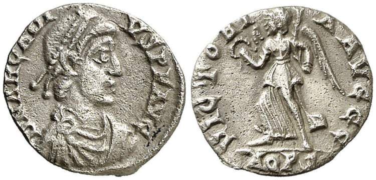 Aquileia RIC IX 57b Arcadius, AR Half-siliqua, Aquileia