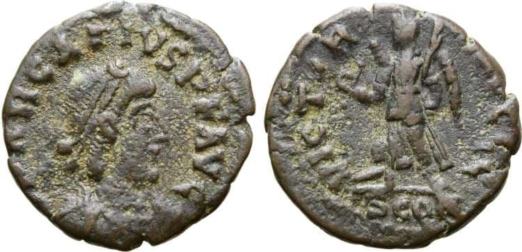Arles RIC IX 30e, S Arcadius AE4