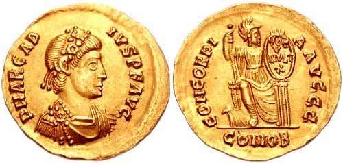 Constantinople RIC IX 47 c,d var Arcadius, AV Solidus, Constantinople