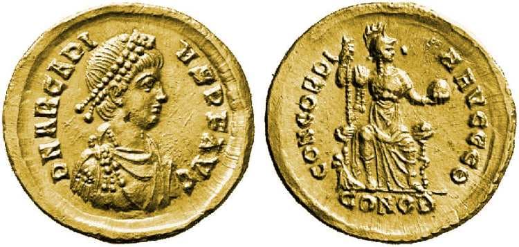 Constantinople RIC IX 67c Arcadius, AV Solidus, Constantinopole
