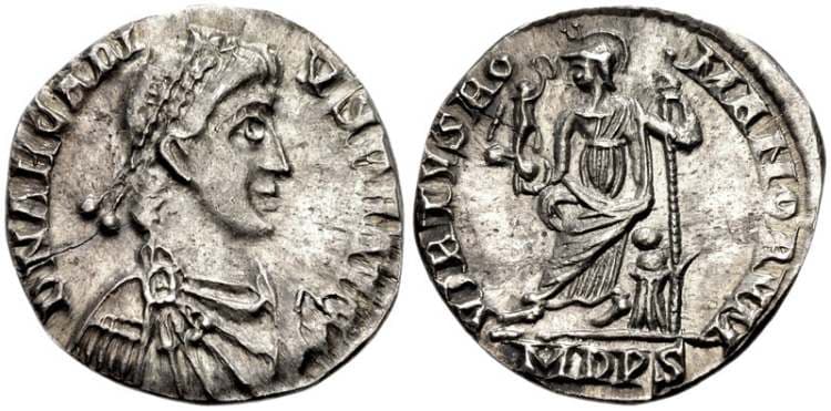 Milan RIC X 1227 Arcadius, AR light siliqua, Milan mint