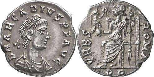 Rome RIC IX 53c, P Arcadius, AR Siliqua