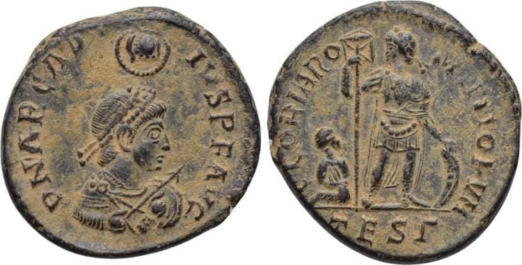 Thessalonica RIC IX 45a var (2) Arcadius AE2, Thessalonica AD 383-392