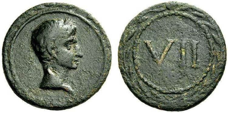 Buttrey 2, 7 AE Tessera, Augustus, struck under Tiberius