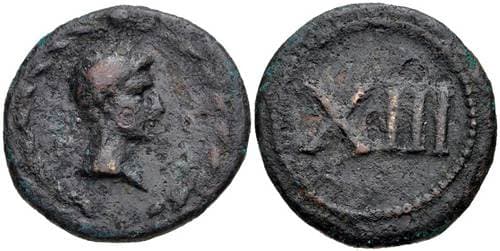 Buttrey 6, 13 Augustus, AE tessera, 21mm