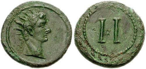 Buttrey 6, 2 var Augustus, Time of Tiberius